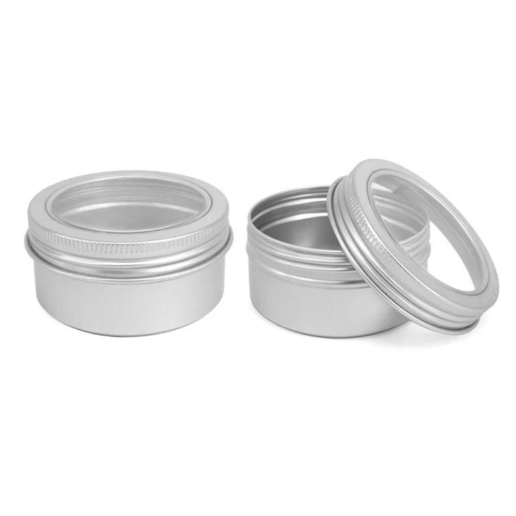 Colorful Printing Aluminum Tins Cosmetic Round Cream Jars Cosmetic Metal Container with PET Window