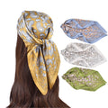 Women's Custom Digital Printing Satin Scarf Square Silk-like with Cashew Flower Pattern for Autumn Wholesale Logo Printed