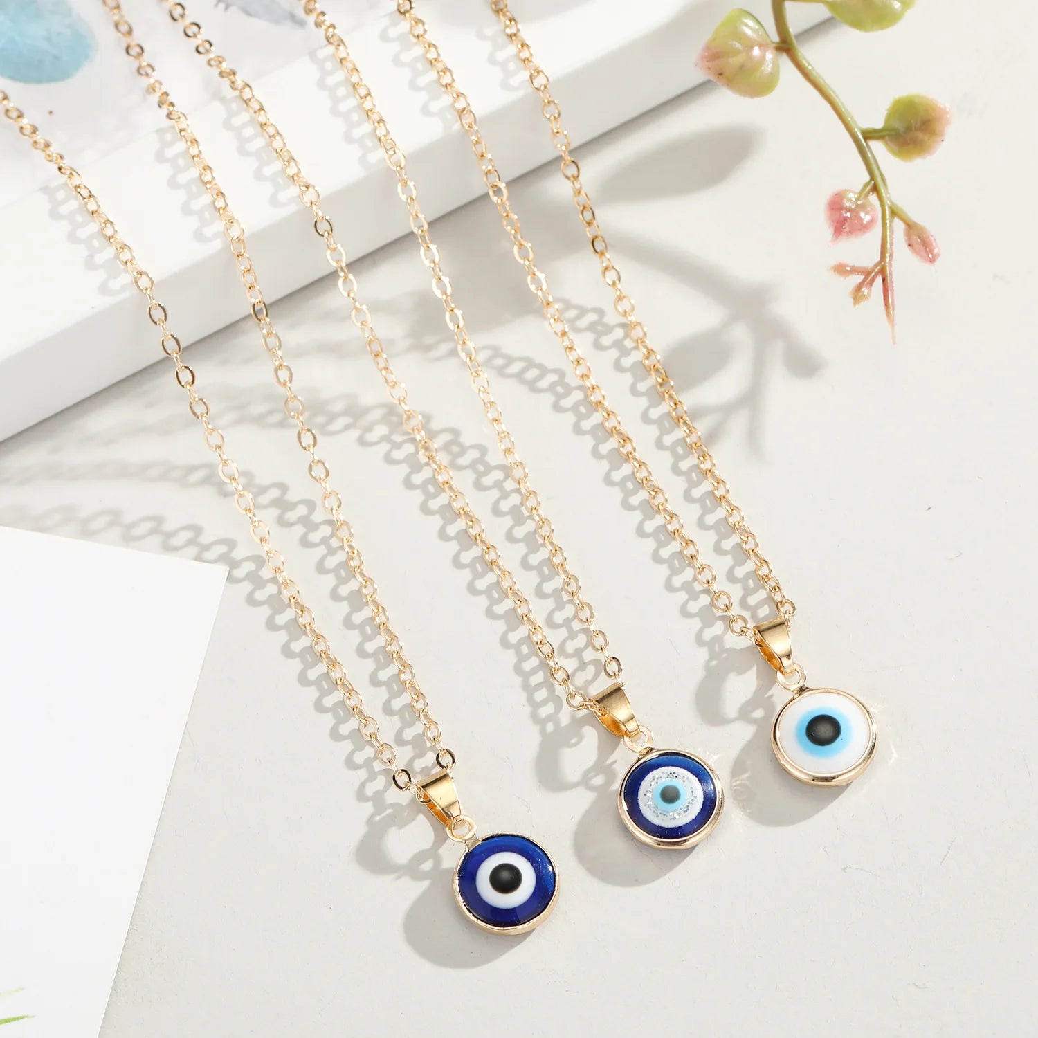 Fashion Gold Plated Female Hot Sale Trendy Gold Plated Devil Eyes Necklace Blue Evil Eyes Pendant Necklace for Women