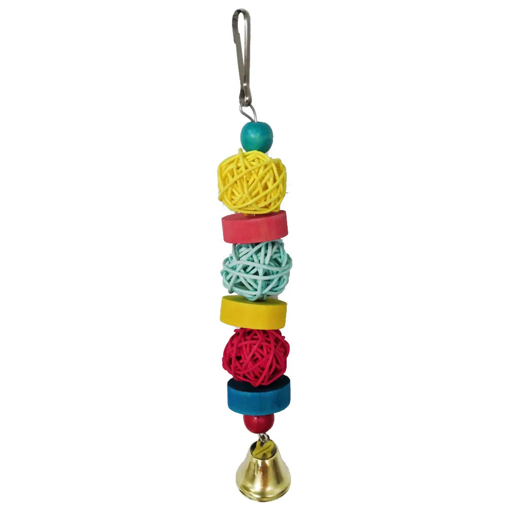 Set of 6 Durable Bird Chew Toys Swing Suspension Bridge with Grinding Stone Wood Material for Molar for Small Animals Packed Bag