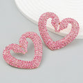 New Alloy Diamond love Heart Earrings Geometric pink Rhinestone Big love Stud Earrings Jewelry for Women