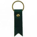 Custom Bulk Rectangle Engraved Logo Retro Brass Keyring Slim Crazy Horse Leather Keychain