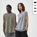 275GSM Cotton Workout Tank Tops for Men With Custom Design Batik Torn Raw Edge Street Loose Sleeveless T-shirt