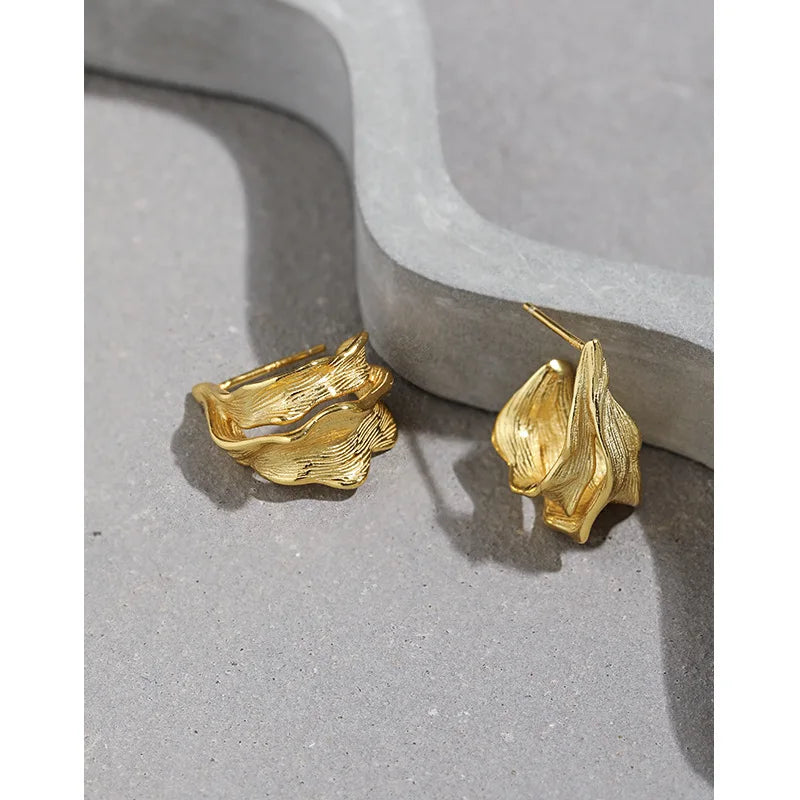 Simple Irregular Design 18K Gold Gold S925 Sterling Silver Stud Earrings for Women EL005