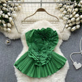Sleeveless Top Brafemale Pleated Three-dimensional Flowers Irregular Lotus Leaf Holiday Shirts
