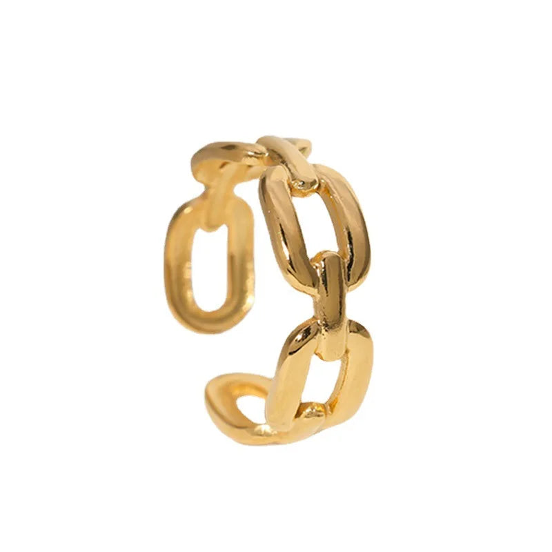 Beimai OEM Ring 18k Gold Plated Stainless Steel Simple Chain Women's Adjustable Opening Ring