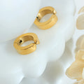Geometric 18k Gold Plated Round Cuff Earring Stainless Steel Circle Huggie Earrings for Women