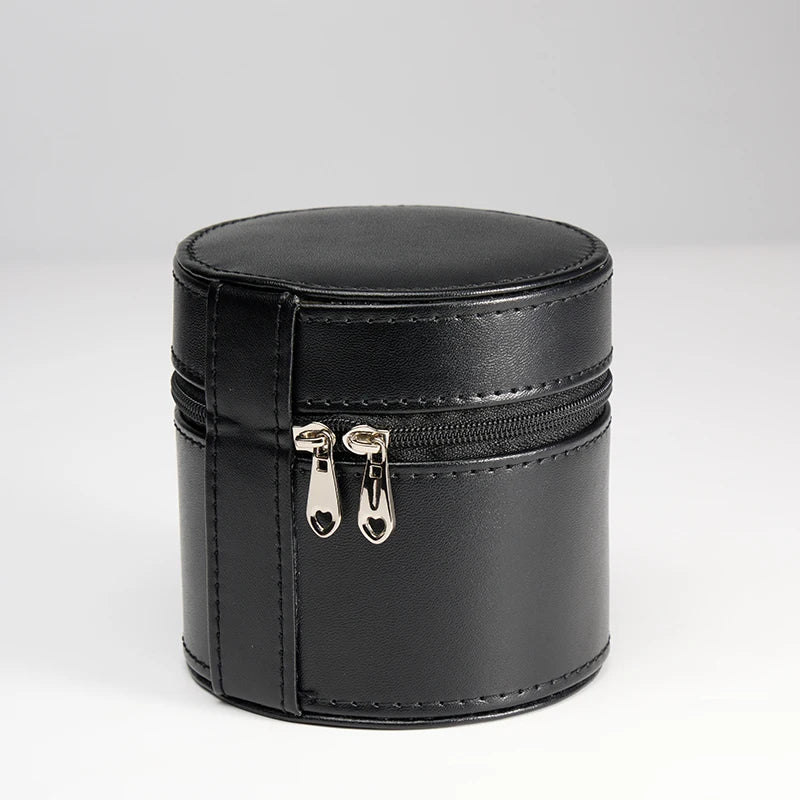 Luxury Tancy Pu Leather Watch Travel Roll Black Vintage Single Watch Roll Shock Resistant Water Resistant Round