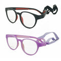 High-End Quality TR90 Prescription Glasses for Kids Dual-Color Blue and Pink Bendable Hingless Temple with Elastic Cord 305