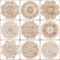9 Pack Mandala Stencils for Painting on Wood Wall Floor Tile Fabric Reusable Templates