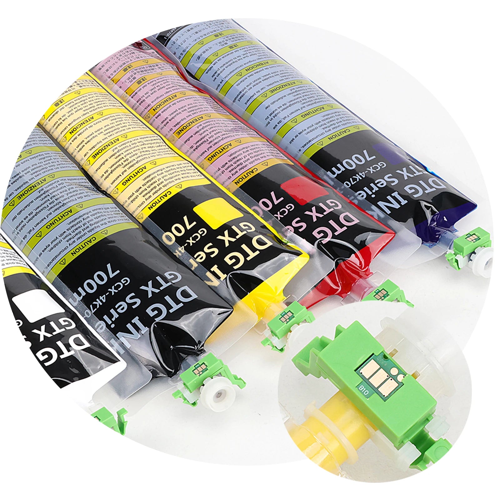 700ml Digital to Garment DTG Ink Bag With Chip GTX-600 400 422 423 424 425 Pro B Bulk Printer GTX Ink Chips for Brother GTX