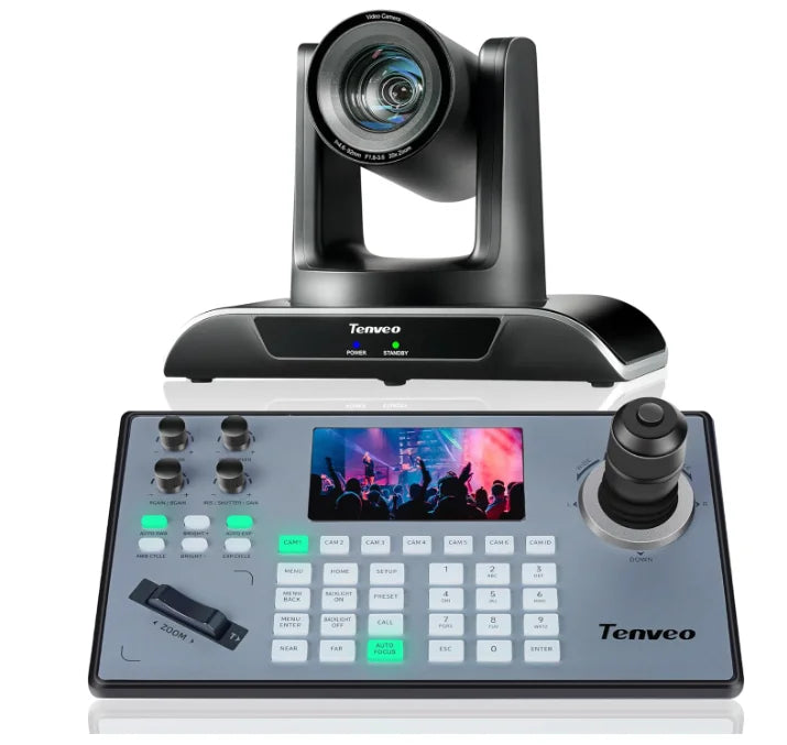 TEVO-VHD620A+KB200PRO 20x Zoom USB 3.0/HDMI/RJ45/SDI PTZ Conference Cameras and PTZ Joystick Controller Keyboard for Live/church