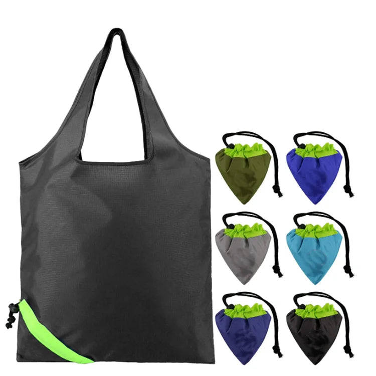 Custom Printing Folding Tote Bag Reusable 190T Polyester Foldable Grocery Shopping Bag MegaBDM