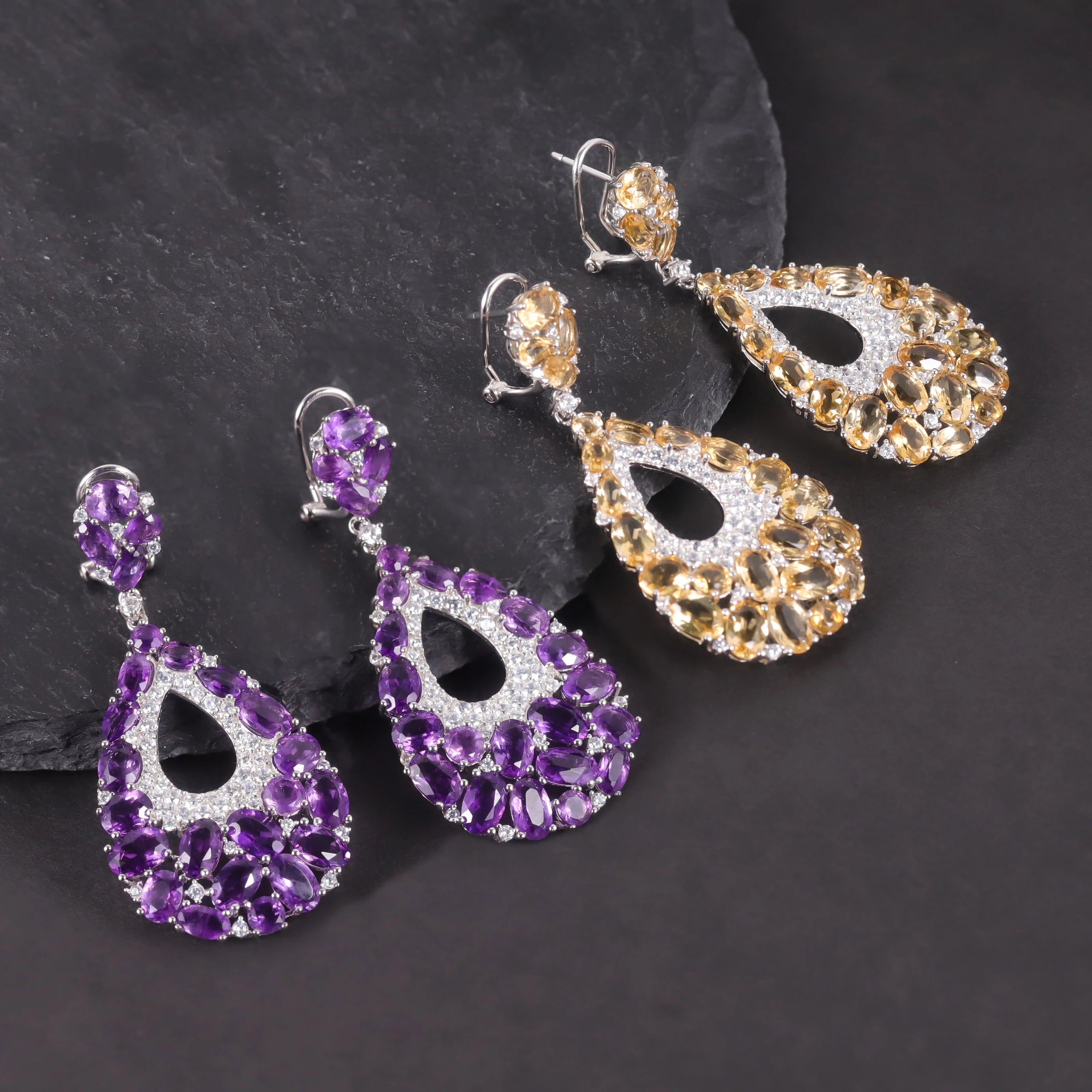 W0447 Abiding Fine Jewelry Wholesale Antique Cluster Design Women 925 Sterling Silver Natural Gemstone Earring Jewellery