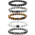 2024 Newest Men Bracelet Hot Selling Black Stone Tiger Eye Beads Bracelet Men Volcanic Stone Magnetic Bracelet