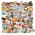 50Pcs Coffee Cafe Milk Drinks Art Graffiti Sticker for Girl Notebook Diary Paper Diy Table Luggage Laptop Stickers Set