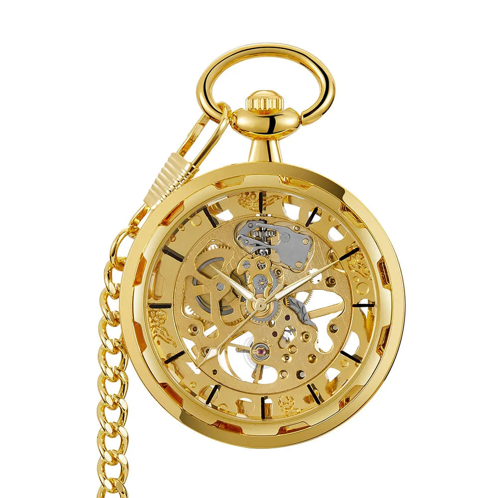 Antique Skeleton Mechanical Movement Open Face Mechanical Pocket Watch