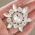 Crystal Flower Rhinestone Applique Silver Claw Setting Flat Back Applique for Garments