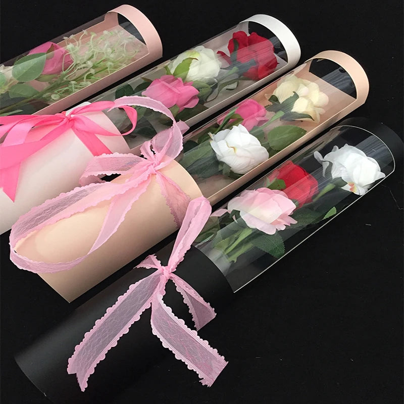 Wholesale PVC Window Display Boxes Flower Boxes Bouquets Single Rose Boxes for Valentine's Day 520 Confessions