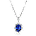 Spot Product Lab Grown Sapphire and Diamond Pendant in S925 Sterling Silver  for Gift Pendants or Charms Type