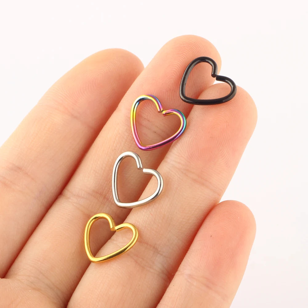 20g Surgical Steel Heart Nose Ring Cartilage Tragus Piercing Earrings Oreja Ear Stud Helix Earrings Body Jewelry 30pcs Mix Color