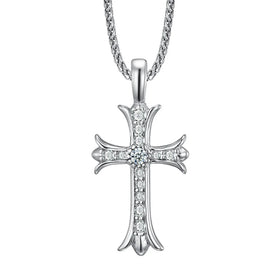 New Unique Hip Hop Design Stainless Steel Cross CZ Pendant Necklace Men Fashion Jewelry