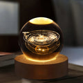 Bedroom Wood Light Base Lamp Soft Warm Color 3D Modern Decorate Night Light Crystal Ball Light