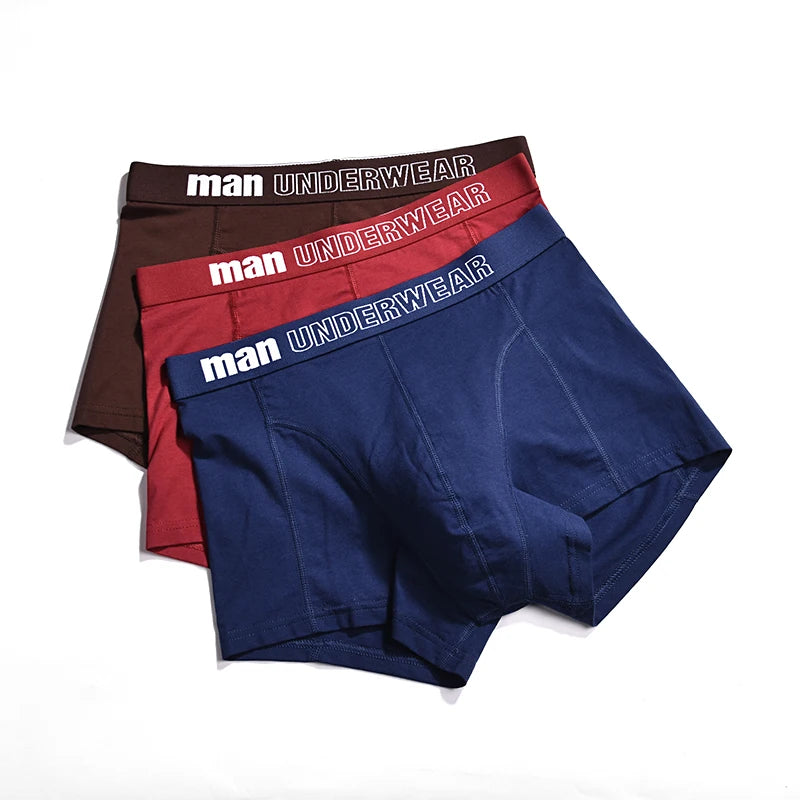 NEW Pure Cotton Men Boxer Briefs Comfortable and Soft Belt Cotton Yard Dyed Men's Boxers Briefs