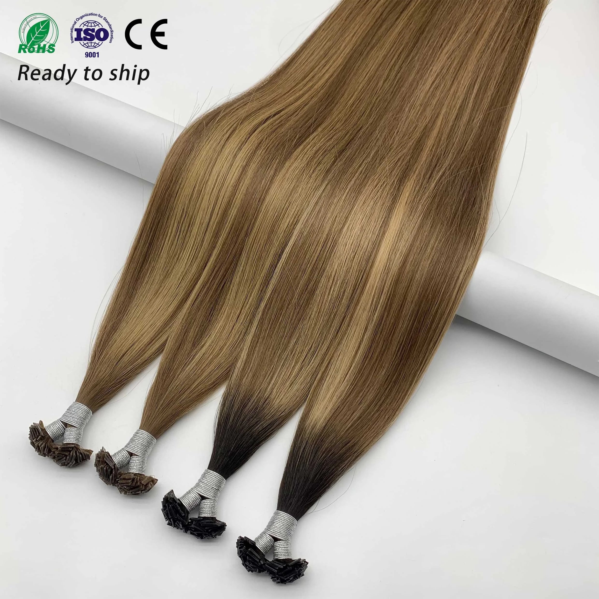 2026 Hot Selling Ombre Balayage Mini K Tip Hair Extension Soft Healthy Human Hair Super Double Drawn Stock Mini Keratin Flat Tip