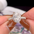 Luster Fancy Oval Shape 1ct Small Size Lab Grown Diamond Cluster 18k Gold Wedding Band  Rings