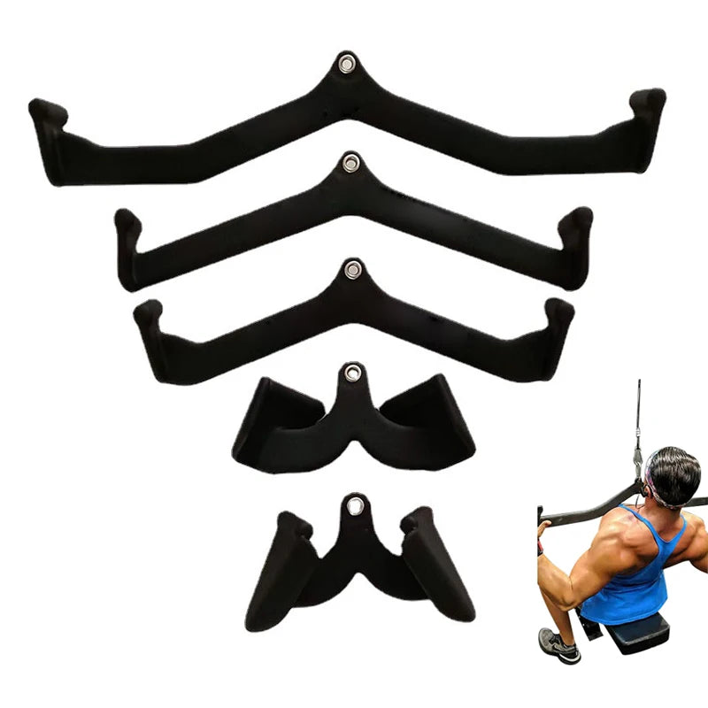 LAT Pulldown Attachments Bicep Curl Tricep Rowing Pully Cable Machine Mag Grip Handles