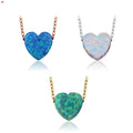 Stylish S925 10mm Heart Pendant Necklace with 18K Gold Plated Link Chain Cute Synthetic Fire Opal Necklace for Weddings Gifts