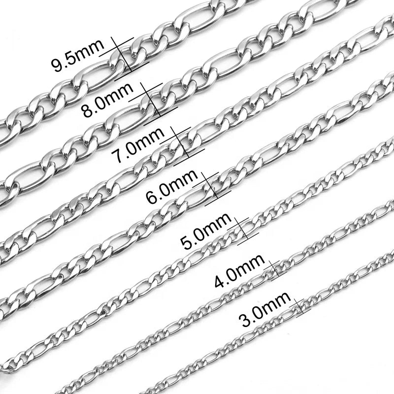 Hot Selling Stainless Steel Flat Figaro Chain for DIY Necklace and Bracelet Chain Jewelry Making