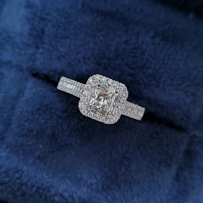 For Natural Diamond Rings H VVS1 0.85CT Princess Cut Wedding Engagement Luxury 14K Real Gold Hyf for Women Mens Couple