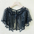 1920s Shawl Wraps Sequin Beaded Evening Cape Bridal Shawl Bolero Flapper Cover up Capelet
