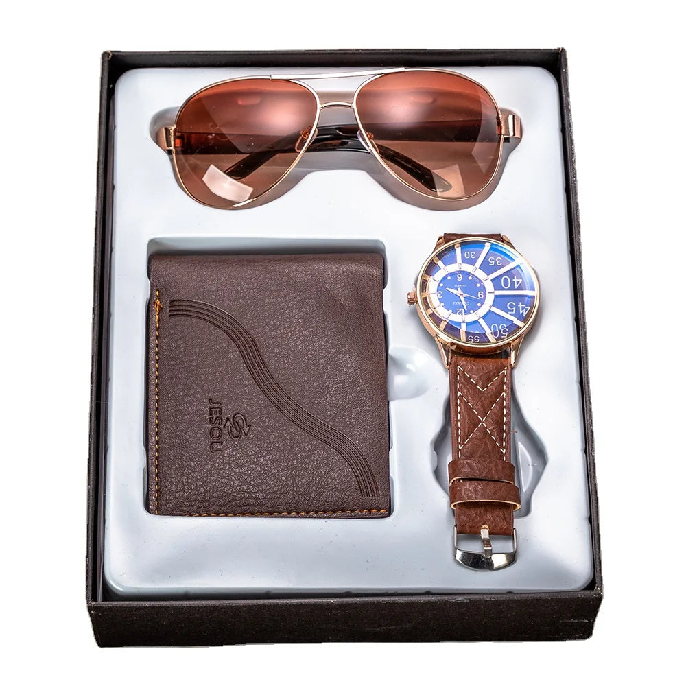2025 Exquisite Men's Gift Set Watch + Wallet + Sunglasses Gift Set