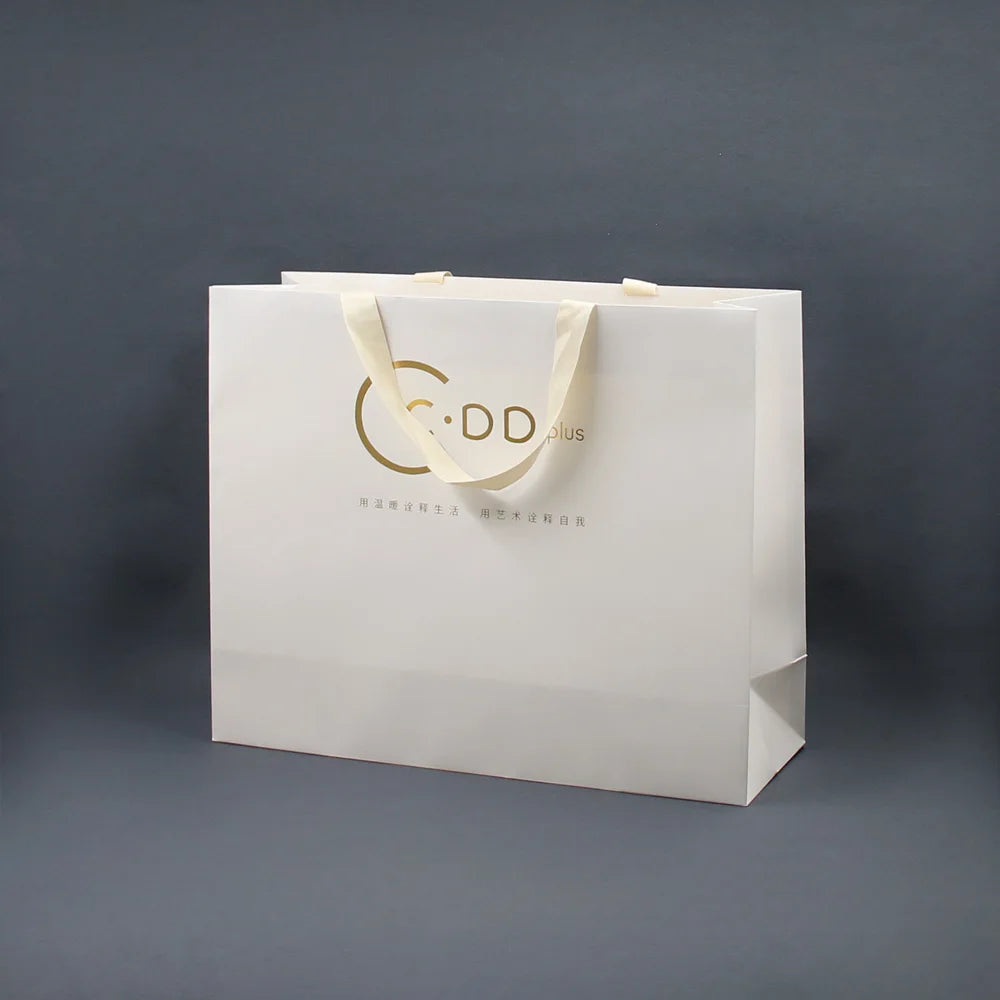 Paper Bag Custom Printed Logo Luxury Clothing Shopping Paper Bags Hot Stamping Recyclable Gift Bag With Ribbon Rope