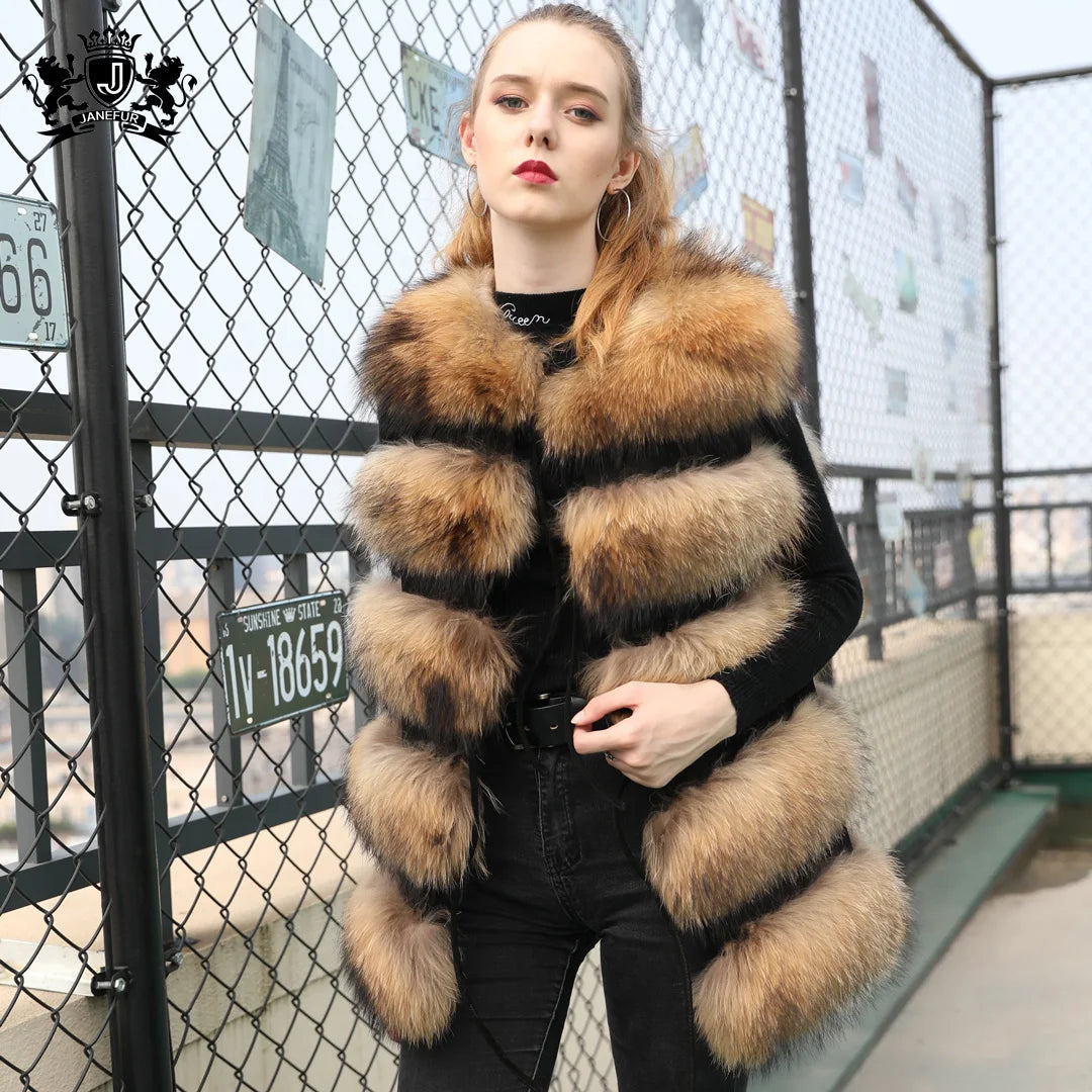 Heavy Duty Warmth Luxury Gilet Fashion Winter Body Warmer for Cold Weather & Stylish Layering Plush Raccoon Fur Vest for Women MegaBDM