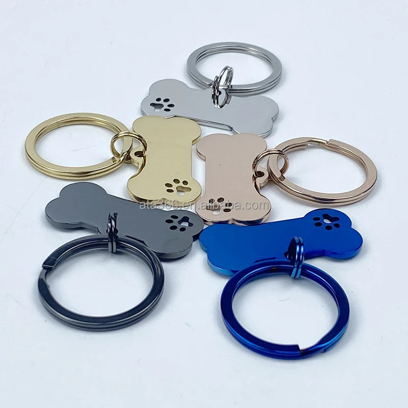 Stainless Steel Engraved QR Code Pet Name Dog ID Tag Military Dog Pet Safety Tag Key Ring Gifts for Him/Her