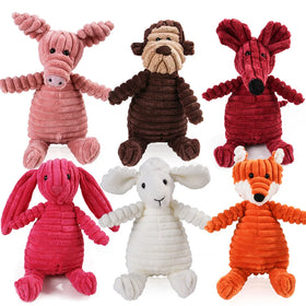 Durable Corduroy Dog Plush Toys Soft Cotton Interactive Puppy Squeaky Chew Bite-Resistant Toy for Pets Eco-Friendly