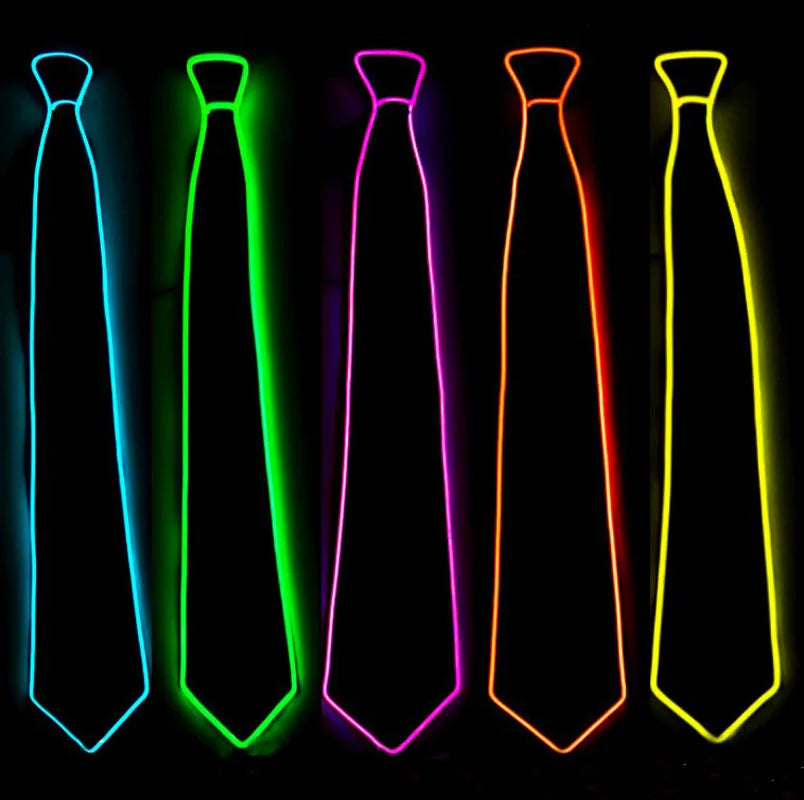 Pafu Party Funny Costume Jacket Clothes Shirt Accessories Novelty Ties Glow in The Dark El Wire Tie Led Light Up Ties