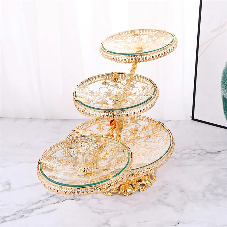 Best Selling Factory Luxury Design Home Small Decoration With Gold Sliver Handmade Glass Plate Set
