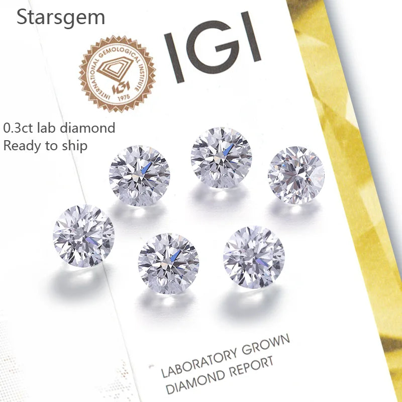 HPHT Cvd Diamond 4mm VS VVS IGI Loose Gemstone Synthetic Cvd Lab Grown Diamond 0.3ct Diamond for High End Jewelry
