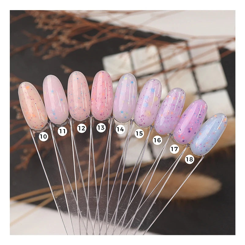 HEMA & Acid Free Milky Cheese Rubber Base Coat Gel  Color Sequin Base Coat Polish Private Label 1kg Nail Supplier