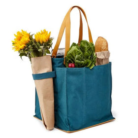 Ruthbag Cotton Canvas Medium Tote Shop Bag Pocket Farmer's Market Grocery Bags Animal Print Pattern Shoulder Strap for Shopping