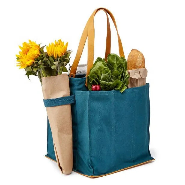 Ruthbag Cotton Canvas Tote Shop Bag with Pocket Farmer's Market Grocery Bags Animal Print Pattern for Shopping