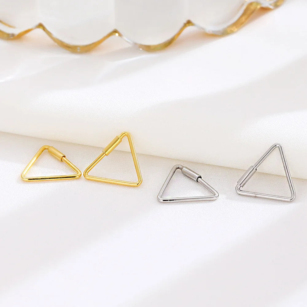 Fashion 925 sterling silver hollow geometric triangle shape simple hypoallergenic stud earrings for women