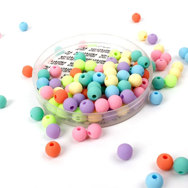 Wholesale DIY Jewelry Accessories Pastel Acrylic Round Pony Beads Candy Color Loose Beads