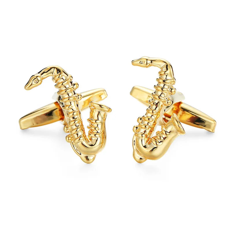 French Shirt Mens Cufflink Luxury Cuff Links for Wedding Sleeve Button Guitar Piano Violin Note Music Series Cufflinks for Men
