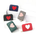 2023 New Arrival Lady's RFID Blocking Litchi Genuine Leather Card Holder Heart Decoration Small Short Wallet for Women